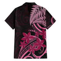 Aotearoa Maori Family Matching Summer Maxi Dress and Hawaiian Shirt Pink Fern Ribbons on Black - Polynesian Pride