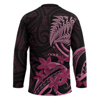 Aotearoa Maori Hockey Jersey Pink Fern Ribbons on Black LT7 - Polynesian Pride