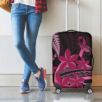 Aotearoa Maori Luggage Cover Pink Fern Ribbons on Black - Polynesian Pride