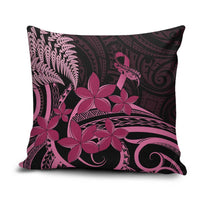 Aotearoa Maori Pillow Cover Pink Fern Ribbons on Black - Polynesian Pride