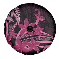 Aotearoa Maori Spare Tire Cover Pink Fern Ribbons on Black LT7 - Polynesian Pride