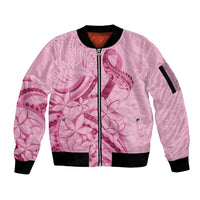 Aotearoa Maori Sleeve Zip Bomber Jacket Pink Fern Ribbons - Polynesian Pride