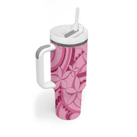 Aotearoa Maori Tumbler With Handle Pink Fern Ribbons - Polynesian Pride