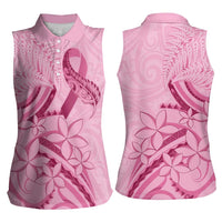 Aotearoa Maori Women Sleeveless Polo Shirt Pink Fern Ribbons - Polynesian Pride