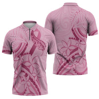 Aotearoa Maori Zipper Polo Shirt Pink Fern Ribbons - Polynesian Pride