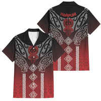 Aotearoa Maori Iwi Heritage Family Matching Off Shoulder Short Dress and Hawaiian Shirt Ngapuhi Kokowai