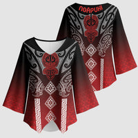 Aotearoa Maori Iwi Heritage Kimono Sleeve Blouse Ngapuhi Kokowai