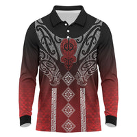 Aotearoa Maori Iwi Heritage Long Sleeve Polo Shirt Ngapuhi Kokowai