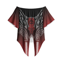 Aotearoa Maori Iwi Heritage Off Shoulder Wrap Waist Top Ngapuhi Kokowai