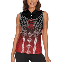Aotearoa Maori Iwi Heritage Women Sleeveless Polo Shirt Ngapuhi Kokowai