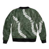 Hawaii Aloha Bomber Jacket Sage Quilt Patch Work Mix Plumeria Lei