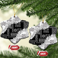 Hawaii Aloha Ceramic Ornament White Quilt Patch Work Mix Plumeria Lei