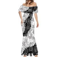 Hawaii Aloha Mermaid Dress White Quilt Patch Work Mix Plumeria Lei