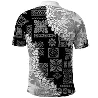 Hawaii Aloha Polo Shirt White Quilt Patch Work Mix Plumeria Lei