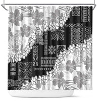 Hawaii Aloha Shower Curtain White Quilt Patch Work Mix Plumeria Lei LT7 White - Polynesian Pride