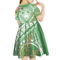 Aloha Molokai Island Kid Short Sleeve Dress Hawaii Pua Kukui