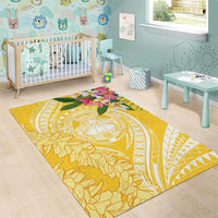 Aloha Hawaii Oahu Area Rug Wahine with Ilima Lei