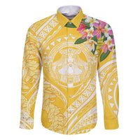Aloha Hawaii Oahu Family Matching Puletasi and Hawaiian Shirt Wahine with Ilima Lei LT7 Dad's Shirt - Long Sleeve Yellow - Polynesian Pride