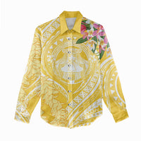 Aloha Hawaii Oahu Women Casual Shirt Wahine with Ilima Lei