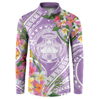 Aloha Hawaii Kauai Button Sweatshirt Frangipani Mix Mokihana Lei LT7 Purple - Polynesian Pride