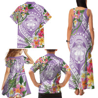 Aloha Hawaii Kauai Family Matching Tank Maxi Dress and Hawaiian Shirt Frangipani Mix Mokihana Lei