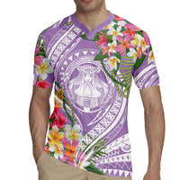 Aloha Hawaii Kauai Rugby Jersey Frangipani Mix Mokihana Lei