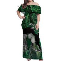 New Zealand Aroha Koe Mama Off Shoulder Maxi Dress Maori Hongi - Pounamu
