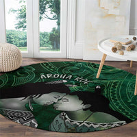 New Zealand Aroha Koe Mama Round Carpet Maori Hongi - Pounamu