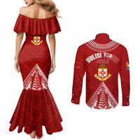 Personalised Kolisi Tonga Atele Couples Matching Mermaid Dress and Long Sleeve Button Shirts Tongan Kupesi - Special LT7 - Polynesian Pride