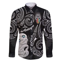 Kia Hara Te reo Maori Family Matching Long Sleeve Bodycon Dress and Hawaiian Shirt Manaia Moko Pattern LT7 Dad's Shirt - Long Sleeve Black - Polynesian Pride