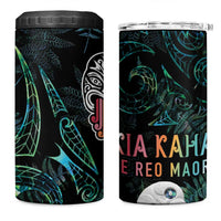 Kia Hara Te reo Maori 4 in 1 Can Cooler Tumbler Manaia Moko Mix Paua Shell