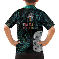 Kia Hara Te reo Maori Family Matching Off The Shoulder Long Sleeve Dress and Hawaiian Shirt Manaia Moko Mix Paua Shell LT7 - Polynesian Pride