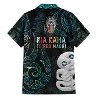 Kia Hara Te reo Maori Family Matching Off The Shoulder Long Sleeve Dress and Hawaiian Shirt Manaia Moko Mix Paua Shell LT7 - Polynesian Pride