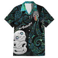 Kia Hara Te reo Maori Family Matching Tank Maxi Dress and Hawaiian Shirt Manaia Moko Mix Paua Shell