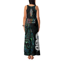 Kia Hara Te reo Maori Family Matching Tank Maxi Dress and Hawaiian Shirt Manaia Moko Mix Paua Shell