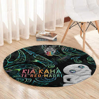 Kia Hara Te reo Maori Round Carpet Manaia Moko Mix Paua Shell LT7 - Polynesian Pride