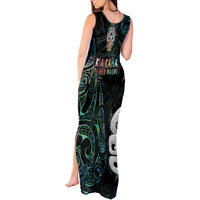 Kia Hara Te reo Maori Tank Maxi Dress Manaia Moko Mix Paua Shell