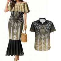 Aotearoa Maori Iwi Heritage Couples Matching Mermaid Dress and Hawaiian Shirt Waikato Tainui Parauri