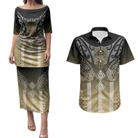 Aotearoa Maori Iwi Heritage Couples Matching Puletasi and Hawaiian Shirt Waikato Tainui Parauri