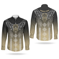 Aotearoa Maori Iwi Heritage Couples Matching Short Sleeve Bodycon Dress and Long Sleeve Button Shirt Waikato Tainui Parauri