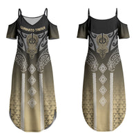 Aotearoa Maori Iwi Heritage Couples Matching Summer Maxi Dress and Hawaiian Shirt Waikato Tainui Parauri