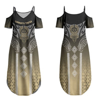 Aotearoa Maori Iwi Heritage Family Matching Summer Maxi Dress and Hawaiian Shirt Waikato Tainui Parauri