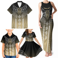 Aotearoa Maori Iwi Heritage Family Matching Tank Maxi Dress and Hawaiian Shirt Waikato Tainui Parauri