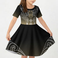 Aotearoa Maori Iwi Heritage Kid Short Sleeve Dress Waikato Tainui Parauri