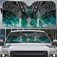 Aotearoa Maori Iwi Heritage Auto Sun Shade Ngati Kahungunu Paua Shell Turquoise
