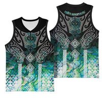 Aotearoa Maori Iwi Heritage Basketball Jersey Ngati Kahungunu Paua Shell Turquoise