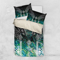 Aotearoa Maori Iwi Heritage Bedding Set Ngati Kahungunu Paua Shell Turquoise