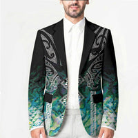 Aotearoa Maori Iwi Heritage Blazer Ngati Kahungunu Paua Shell Turquoise