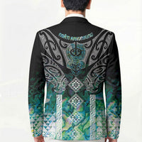 Aotearoa Maori Iwi Heritage Blazer Ngati Kahungunu Paua Shell Turquoise