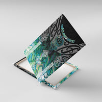 Aotearoa Maori Iwi Heritage Canvas Wall Art Ngati Kahungunu Paua Shell Turquoise